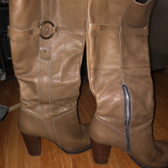 Tan, Leather Heeled Boots - Picture 2 of 8